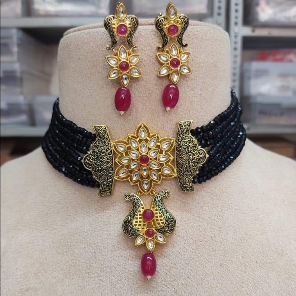 Black Beaded Necklace